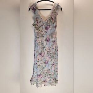 Astr The Label Tempest Dress Floral Ivory-Lilac Ruffle Maxi - M